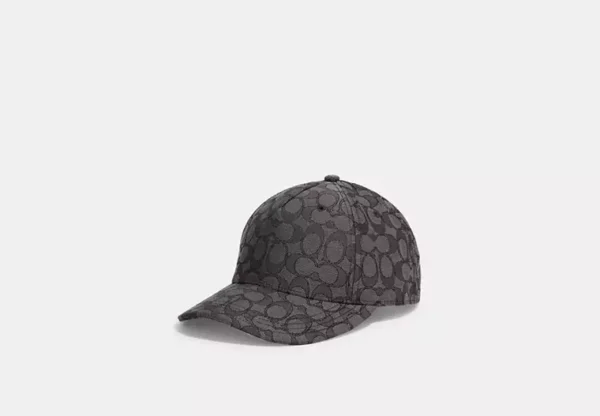 COACH SIGNATURE JACQUARD BASEBALL HAT (M/L) - CW766 (CHARCOAL)