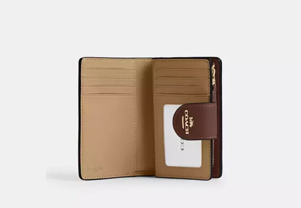 COACH MEDIUM CORNER ZIP WALLET IN SIGNATURE CANVAS - CW786 (GOLD/TAN/BROWN) - Image 2