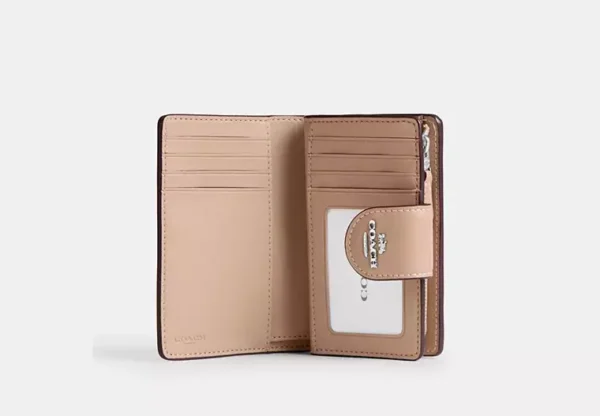 COACH MEDIUM CORNER ZIP WALLET IN SIGNATURE CANVAS - CW786 (SILVER/SAND/TAUPE) - Image 2