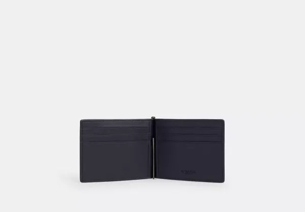 COACH SLIM MONEY CLIP BILLFOLD WALLET IN SIGNATURE CANVAS - CY059 (GUNMETAL/DENIM/MIDNIGHT NAVY) - Image 2