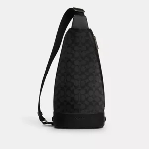 COACH DOMINIC SLING PACK IN SIGNATURE CANVAS - CY801 (GUNMETAL/CHARCOAL/BLACK)
