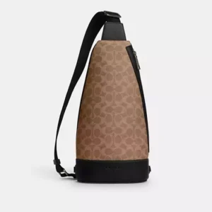 COACH DOMINIC SLING PACK IN SIGNATURE CANVAS - CY801 (GUNMETAL/TAN/BLACK)