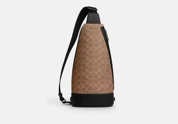 COACH DOMINIC SLING PACK IN SIGNATURE CANVAS - CY801 (GUNMETAL/TAN/BLACK)