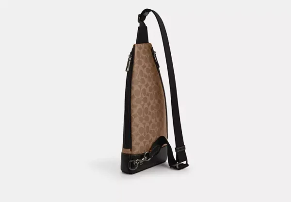 COACH DOMINIC SLING PACK IN SIGNATURE CANVAS - CY801 (GUNMETAL/TAN/BLACK) - Image 2
