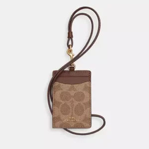 COACH ID LANYARD IN SIGNATURE CANVAS - CZ285 (GOLD/TAN/BROWN)