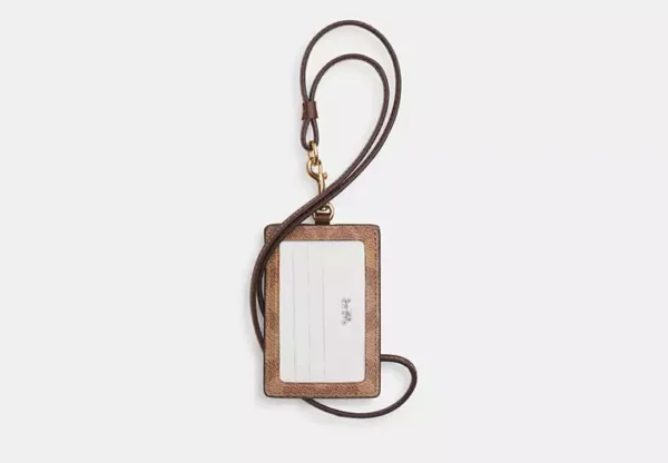 COACH ID LANYARD IN SIGNATURE CANVAS - CZ285 (GOLD/TAN/BROWN) - Image 2