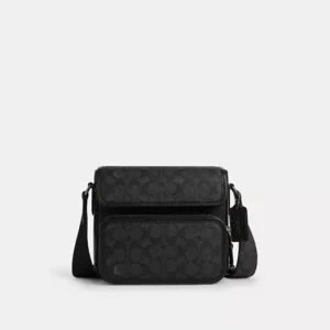 COACH SULLIVAN FLAP CROSSBODY BAG IN SIGNATURE CANVAS - CZ396 (GUNMETAL/CHARCOAL/BLACK)